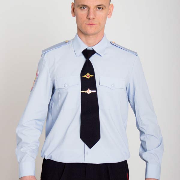 Рубашка голубая МВД с длинным рукавом